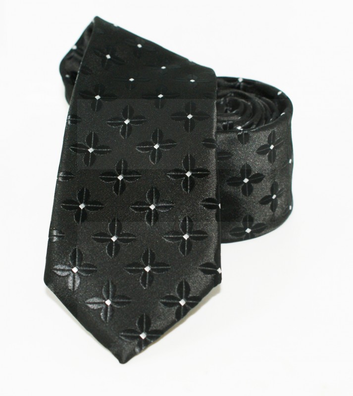               Goldenland slim nyakkendő - Fekete virágos